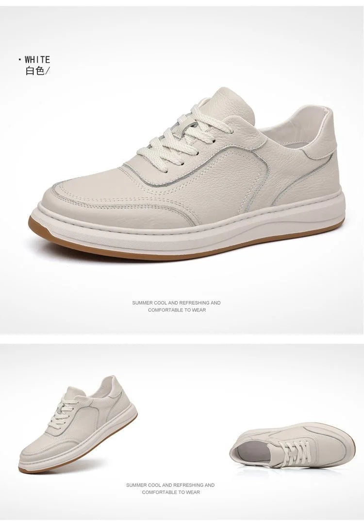 2026 New Men's Leather Shoes Casual Spring Autumn Fashionable Genuine Cowhide Slip-On Breathable Comfortable Anti-Slip Shoes