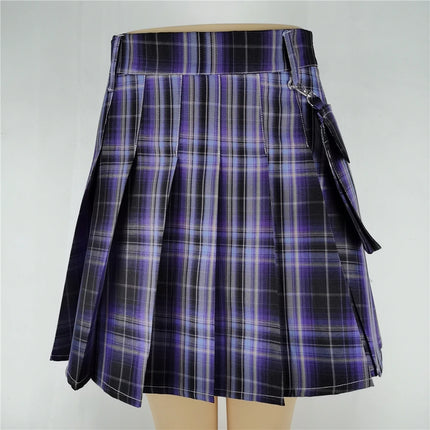 Harajuku Punk gotico nero a vita alta gonne nere donne Sexy Patchwork fasciatura Mini gonna nera Streetwear femminile