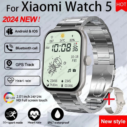 Per Xiaomi Watch 5 Smart Watch da uomo HD AMOLED schermo frequenza cardiaca chiamate Bluetooth localizzazione GPS Smartwatch sportivo impermeabile da donna platinumshop
