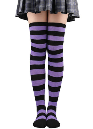 Calze autoreggenti a righe da donna Calze da donna nere bianche rosa lunghe sopra sopra il ginocchio femboy Cosplay Lolita Harajuku Y2k
