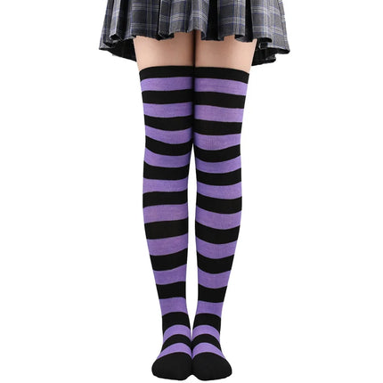 Calze autoreggenti a righe da donna Calze da donna nere bianche rosa lunghe sopra sopra il ginocchio femboy Cosplay Lolita Harajuku Y2k