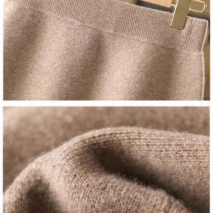 TLOML Autumn Winter New Chic Women's 100% Merino Wool Mini Skirt Preppy Style Cashmere Knitted Skirt Soft Warm Basics Mini Skirt PlatiNum