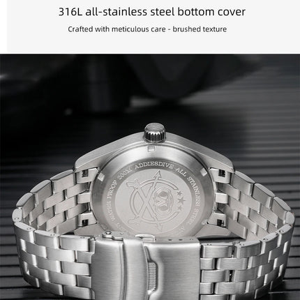 ADDIESDIVE Classic Men's watch Sapphire Automatic 8215 Stainless Steel Pilot watch Leather Luminous 200m Diving Dress Watch New