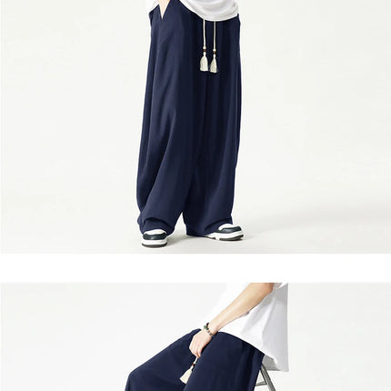 Nuovi pantaloni da uomo Casual comodi pantaloni a gamba larga pantaloni Harun larghi alla moda pantaloni sportivi con coulisse lanterna da uomo taglie forti