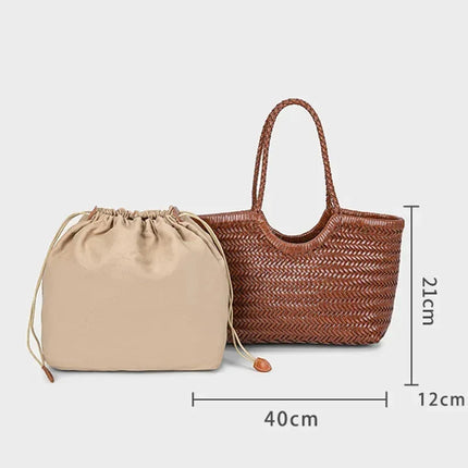 Women's 2-in-1 Woven Straw Bag Underarm Straw Bag with Adjustable Strap Large Capacity Dumpling Shoulder Bag for Summer Beach Bucket Bag