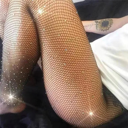 2024 estate a rete diamante collant per le donne moda sexy collant a rete lucida femminile sottile strass maglia calze di nylon collant