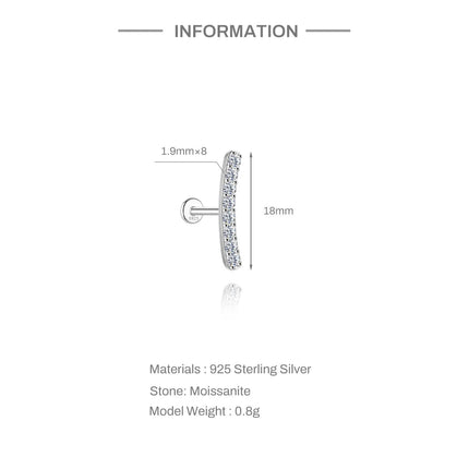 Aide S925 Sterling Silver Moissanite Silver Color Srud Earrings Women Heart Leaf Geometric DIY Ear Bone Sruds Piercing Jewelry PlatiNum