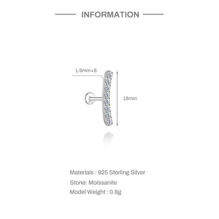 Aide S925 Sterling Silver Moissanite Silver Color Srud Earrings Women Heart Leaf Geometric DIY Ear Bone Sruds Piercing Jewelry PlatiNum