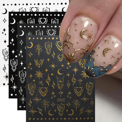 4pcs/set 3D Cute Cartoon Black Cat Nail Stickers Funny Cat Paw/Bowtie Self-Adhesive Nail Art Decals Manicure Accessories DIY 8*1