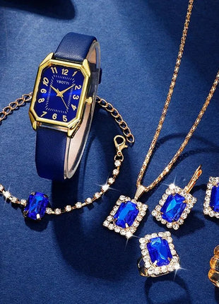 Orologi da donna quadrati di moda di lusso Orologio da polso al quarzo da donna di marca Classico semplice Femme Cinturino in pelle blu Relogio Feminino platinumshop