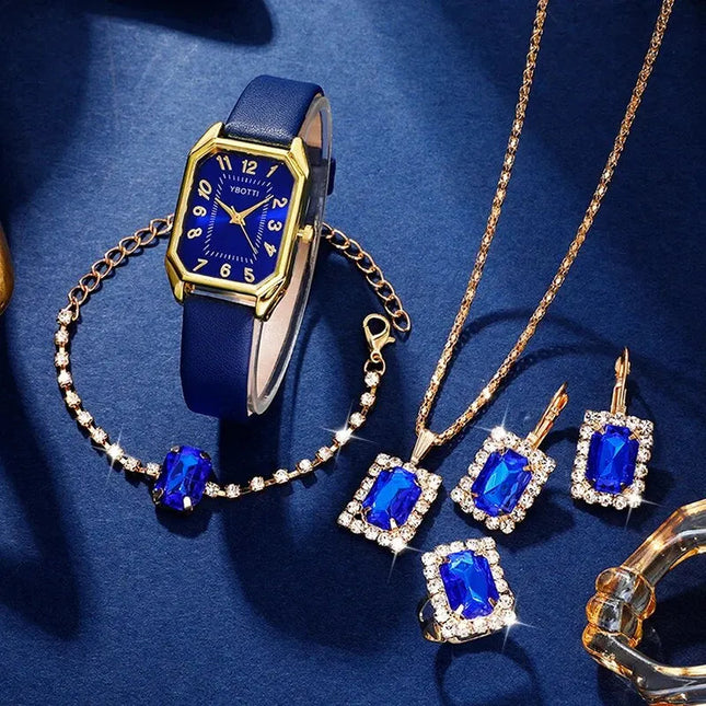 Orologi da donna quadrati di moda di lusso Orologio da polso al quarzo da donna di marca Classico semplice Femme Cinturino in pelle blu Relogio Feminino platinumshop