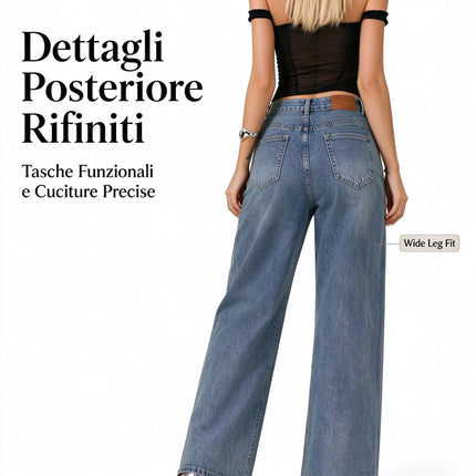 Women's Low Waist Wide Leg Jeans, Grey Blue Washed Denim, Stretchy, Casual Fashion Wide Leg Pants for Female,Yw-1918