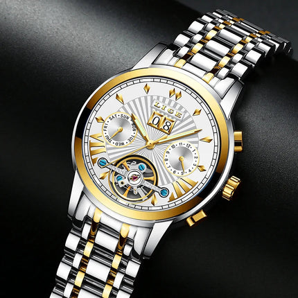 Orologi da Polso Meccanici Automatici LIGE 2026 per Uomo, Marca di Lusso, Orologio da Uomo con Tourbillon, Moda Business, Impermeabile platinumshop