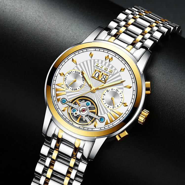 Orologi da Polso Meccanici Automatici LIGE 2026 per Uomo, Marca di Lusso, Orologio da Uomo con Tourbillon, Moda Business, Impermeabile platinumshop