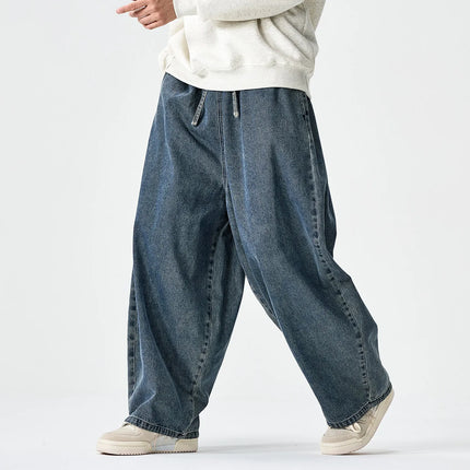 Pantaloni in Denim Primaverili da Uomo, Jeans Larghi Casual Lavati Stile Streetwear, Pantaloni Moda Y2K Oversize Harajuku Punk a Vita Alta