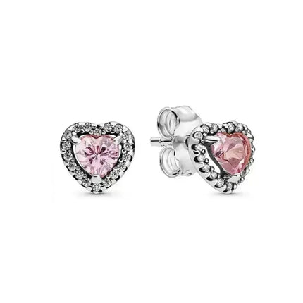 2025 Orecchini originali in pietra a forma di cuore bianco rosa, blu, rosso, verde, orecchino di perla con fiocco di neve, gioielli in argento s925 con fascino femminile platinumshop