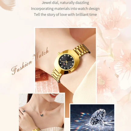 2024 nuove donne orologio ovale 34mm movimento al quarzo in acciaio inossidabile marchio di lusso acqua diamante oro nero vestito casual orologio da banchetto platinumshop