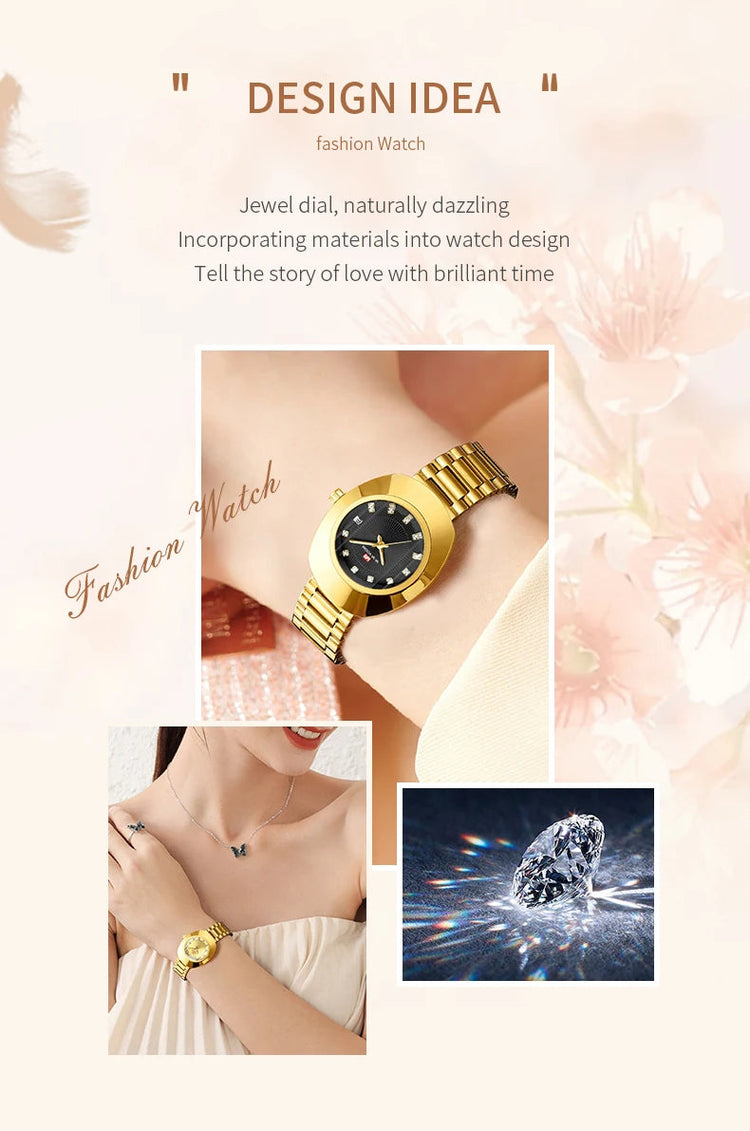 2024 nuove donne orologio ovale 34mm movimento al quarzo in acciaio inossidabile marchio di lusso acqua diamante oro nero vestito casual orologio da banchetto platinumshop