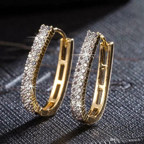 925 Sterling Silver Luxury Full Paved CZ Hoop Earrings for Women Simple Elegant Wedding Party Daily Wear Fashion Jewelry Gifts PlatiNum