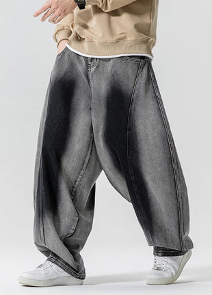 Jeans Pantaloni casual stile americano da uomo Pantaloni lanterna da uomo larghi alla moda Streetwear Pantaloni hip-hop da uomo in denim oversize a gamba larga
