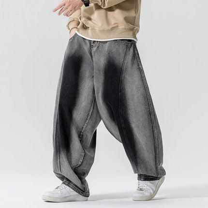 Jeans Pantaloni casual stile americano da uomo Pantaloni lanterna da uomo larghi alla moda Streetwear Pantaloni hip-hop da uomo in denim oversize a gamba larga