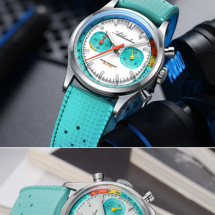 ADDIESDIVE HOT 38mm Men's Watch AD2549 BGW9 Super Luminous Fluorocarbon Rubber 10Bar Waterproof 0S21 Chronograph Quartz Watches