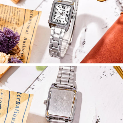 Orologio Casio da donna set di lusso delle migliori marche Orologio da donna al quarzo impermeabile 30 m Forma tonneau Acciaio inossidabile Ste reloj mujer LTP-V007D- platinumshop