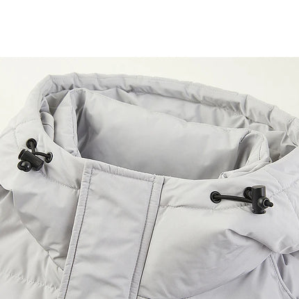 Metersbonwe Men's Long Hooded Down Jacket  Male Stand Collar Jacket with Hem Side Zipper Letter Printing Duck Down Padded Brand
