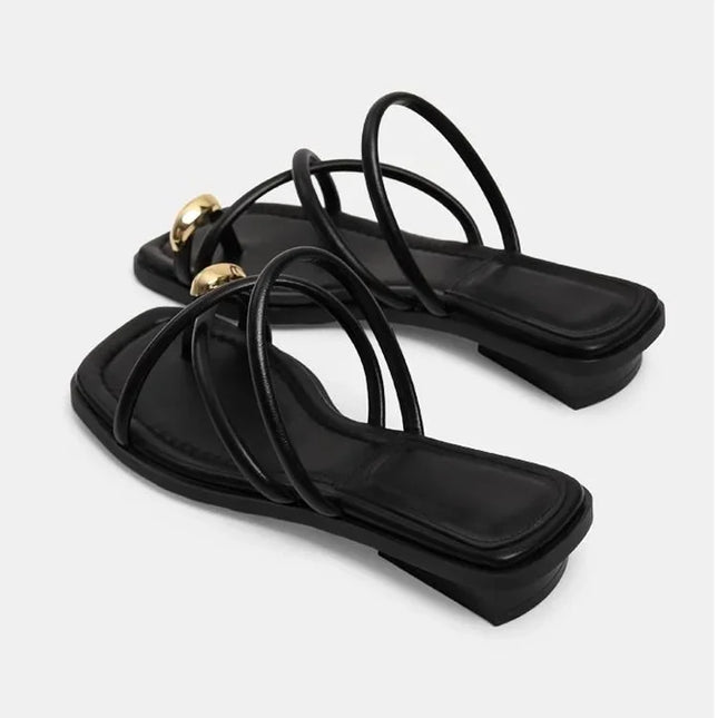 Women's Elegant Cross-Strap Sandals, Comfortable and Lightweight, with Toe Loop, Solid Color Casual Beach Shoes for Summer