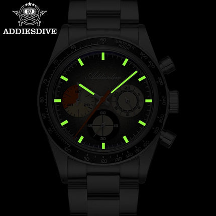 ADDIESDIVE 37mm Men's Luxury Watch 100m Water Resistance K1 Bubble Mirror Glass C3 Luminous Men's Stainless Steel Quartz Watch