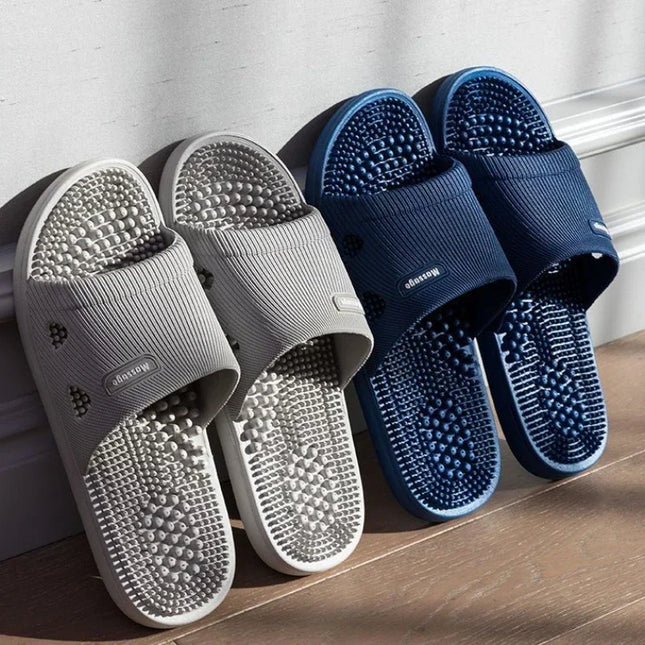 Pantofole da uomo in tinta unita da bagno sandali da massaggio antiscivolo da donna semplici scarpe da salute con fondo morbido Zapatillas Casa Hombre