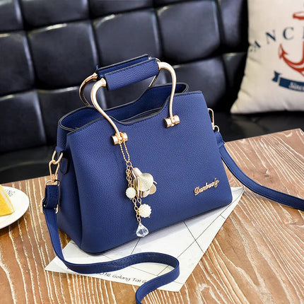 Yogodlns Luxury Pendant Handbag For Women PU Leather Tassel Shuolder Bag Designer Handle Bag Brand Shopping Mommy Shoudler Bag PlatiNum