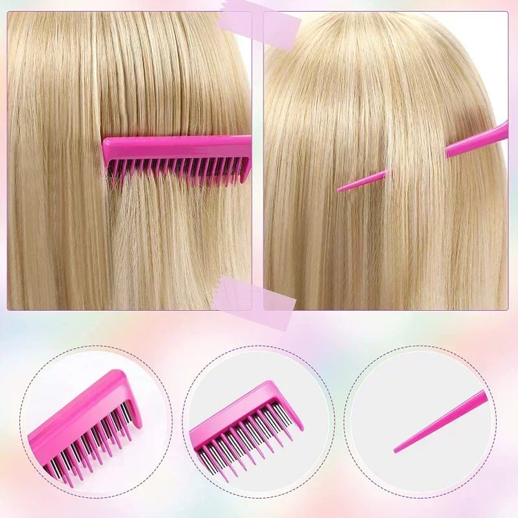 3-10pcs Hair Styling Comb Set Teasing Hair Brush Triple Teasing Comb Rat Tail Combs Edge Brush Hair Tail Tools Braid Tool Loop 2028