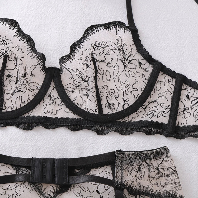 Tornova Erotic Lingerie High-quality Complex Craftsmanship See-through Embroidery Shaping Slim Women Sexy Lingerie Split Hot Set