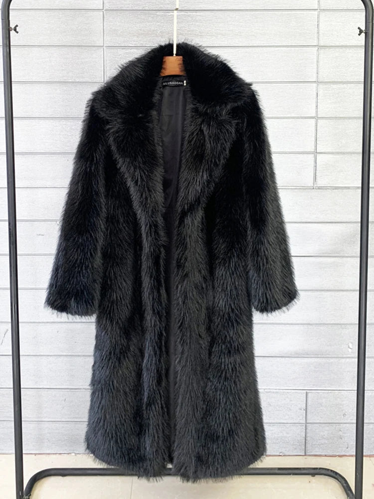 ZADORIN Winter Fluffy Jacket Women Solid Lapel Long Faux Fox Fur Coat Ladies Furry Warm Pink White Jacket Trench Coats Tops