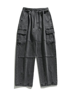 2025 Men's retro camouflage jeans, informal washed wide leg jeans, men's autumn and winter loose pan