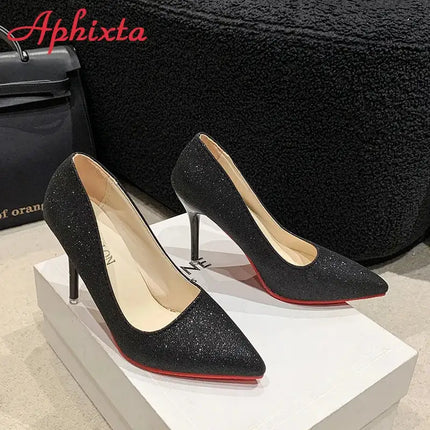 Aphixta Oro Argento Nero Décolleté con tacco alto a spillo da 3,54 pollici Décolleté da donna per tutte le stagioni Scarpe da festa con punta a punta di grandi dimensioni 49 50 platinumshop