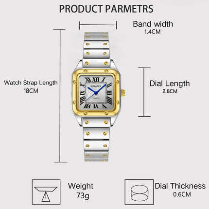 Orologi da donna quadrati Orologio da donna al quarzo Orologio da polso femminile Cinturino in bambù in acciaio inossidabile Orologio da donna casual Orologio Relogio Feminino platinumshop