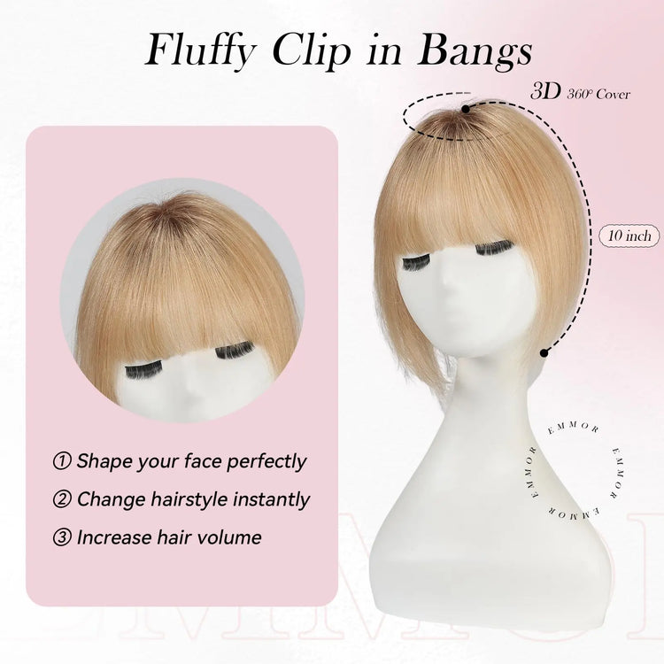 Ombre Light Blonde Real Human Hair Toppers with Swiss Lace Base Hair 3D Air Bangs 10inch Human Hair Topper for Women Hair Loss