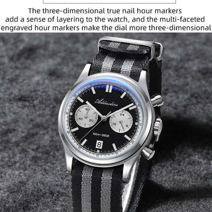 ADDIESDIVE AD2542 Luxury Quartz Chronograph Watch for Men Japanese 0S21 Movement 38mm Stainless Steel Case BGW9 Lume 100M Waterp