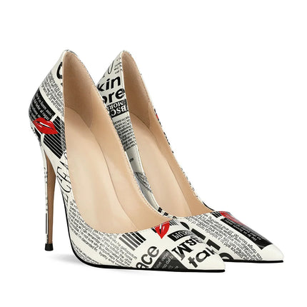Nuovo 8CM 10CM 12cm Scarpe da festa da donna a punta Graffiti Tacchi ultra alti Spettacoli di moda Scarpe da principessa Donna Stiletto Taglia 34-44