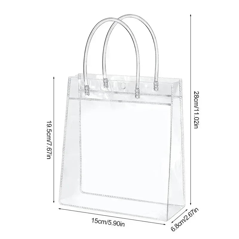 10/20Pcs Transparent Gift Bag with Handle Wedding Birthday Party Candy Gift Packaging Reusable Tote Bag Christmas Baby Shower - PlatiNum