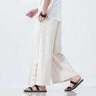 Pantaloni di lino in cotone Pantaloni da uomo comodi e traspiranti tinta unita casual Pantaloni larghi a gamba dritta in vita elastica Oversize M-5XL