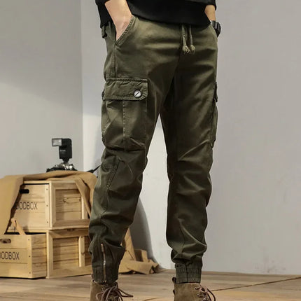 2025 New Multi-Pockets Spring Summer Cargo Pants Men Streetwear Zipper Leg Skinny Work Joggers Cotton Casual Tactical Trousers