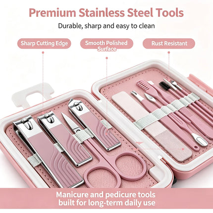 12 Pcs Manicure Set Stainless Steel Nail Clipper Kit with Travel Case Pedicure Grooming Tools 12 in 1 Portable Nail Care Durable Toenail Trimmer Fingernail Cutter for Thanksgiving Team Employee Appreciation Holiday Present