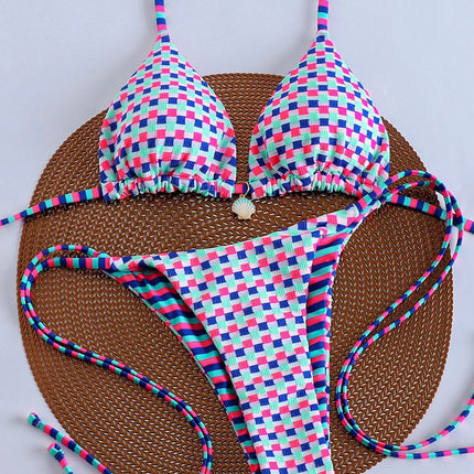 Micro Bikini 2026 Donna Costumi da Bagno Push-Up Sexy Set Bikini Brasiliano Halter Biquini Tinta Unita Abbigliamento Mare Estivo
