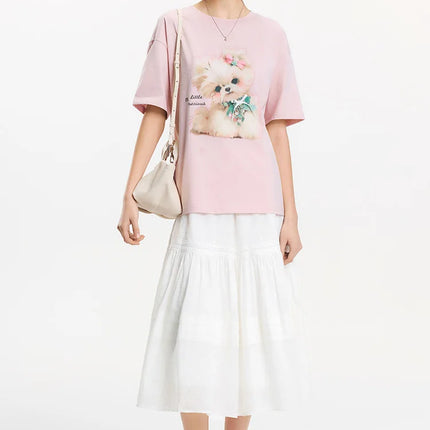 T-shirt lunga Semir con fiocco da donna, vestibilità ampia in cotone, nuova collezione estiva 2025, top grafico carino per ragazze adolescenti
