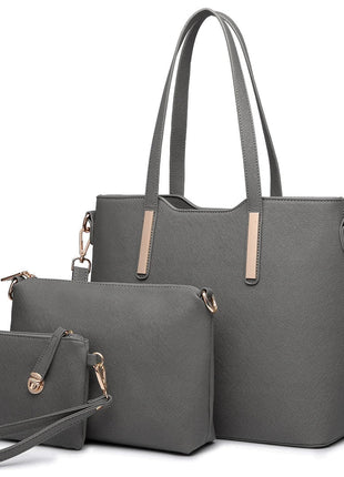 Miss Lulu WOMEN'S Shoulder bag Set 3 Piece Large Handle bag Carry bag Tote Bag Women handbag Comfortable PlatiNum