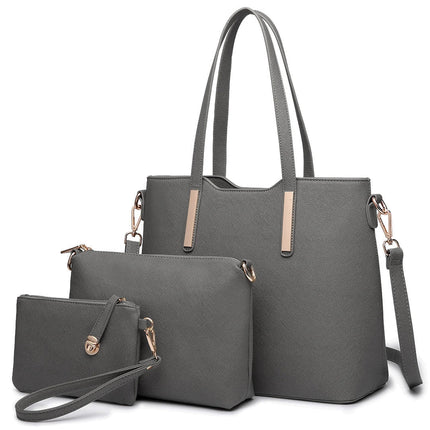 Miss Lulu WOMEN'S Shoulder bag Set 3 Piece Large Handle bag Carry bag Tote Bag Women handbag Comfortable PlatiNum