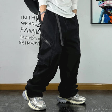 American Streetwear Multi-Pocket Cargo Pants Men High Quality Fashion Baggy Pants Plus Size Black Army Straight-Leg Trousers
